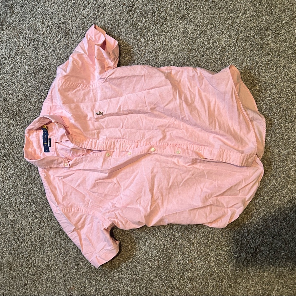 Pink Short Sleeve Button-Up Shirt